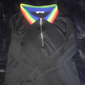 Long sleeve rainbow collar crop top